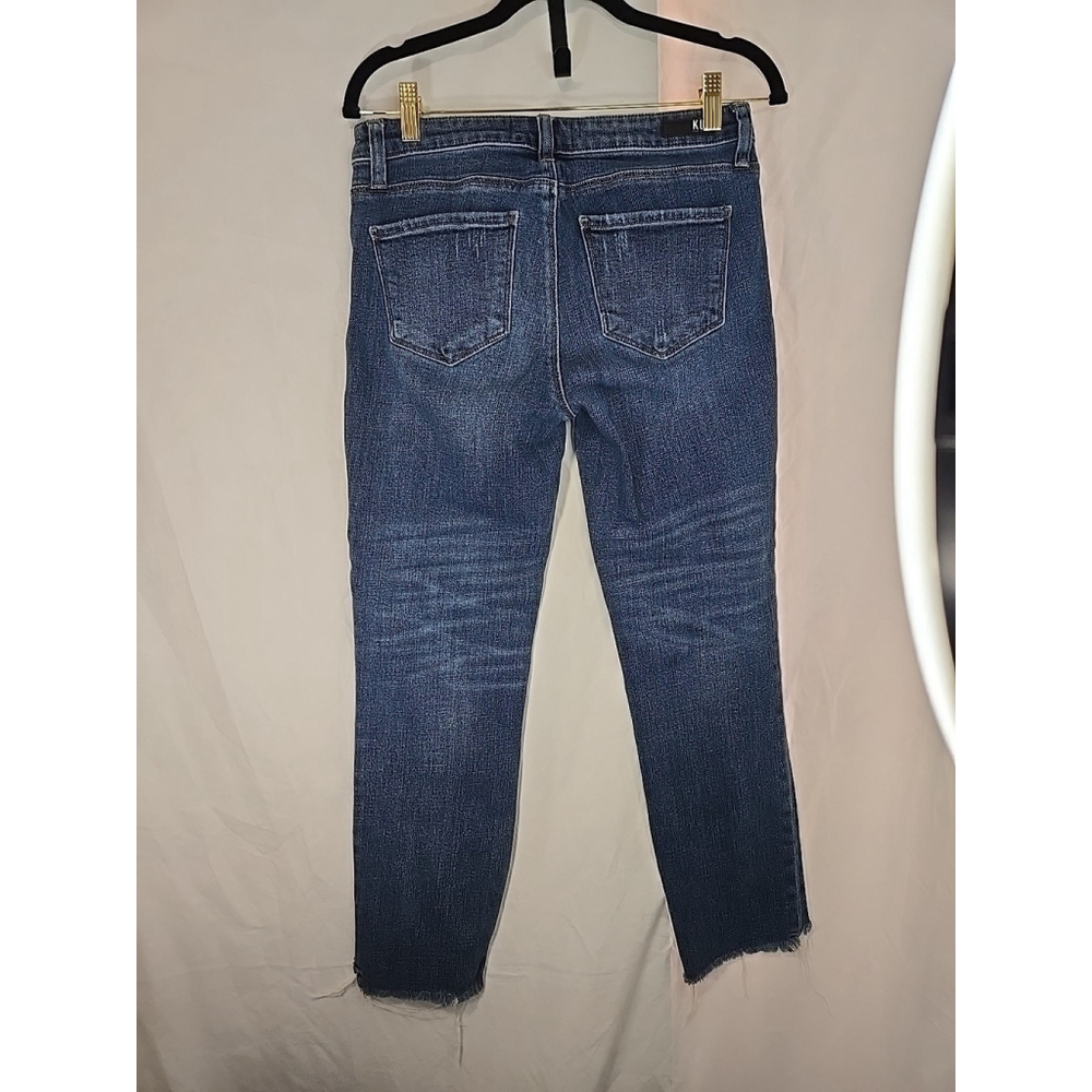 KUT Reese Ankle Straight Jeans Size 2 Light Wash Raw Hem Cropped Denim - Picture 8 of 9